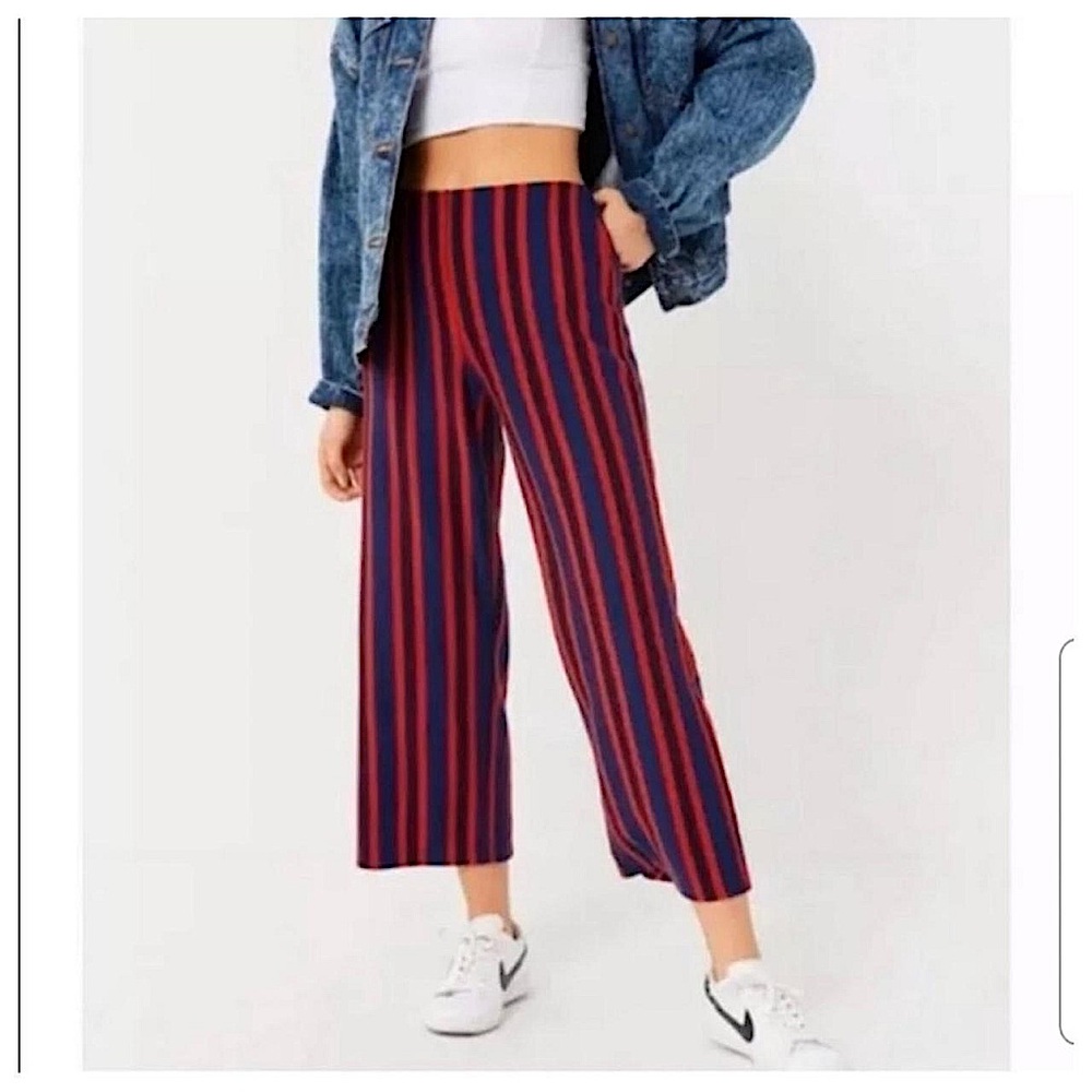 Urban Outfitters Silence Noise Striped Knit Cropped Wide Leg Pants